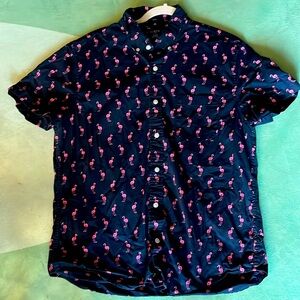 J.Crew Short-Sleeve Printed Flex Casual Shirt with Flamingo Print